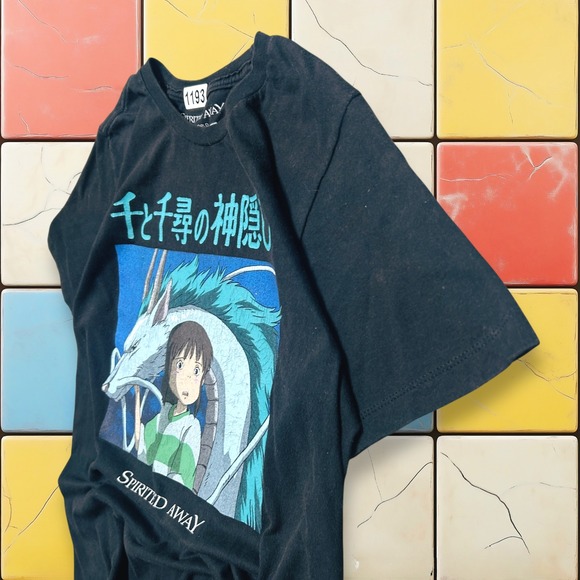 Vintage Y2K Spirited Away Studio Ghibli Anime Tee Bioworld Black Japan Shirt‎ M - Picture 12 of 12